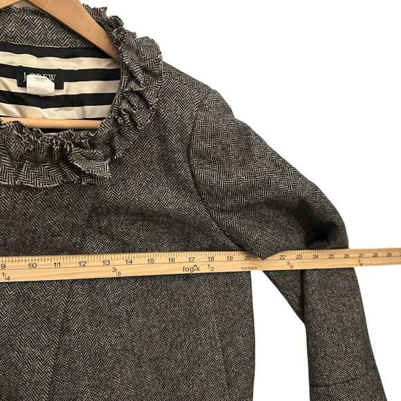 J. Crew Grey Tweed 100% Wool Silk Lined Ruffle Collar Preppy Jacket Size 6 - Picture 5 of 6
